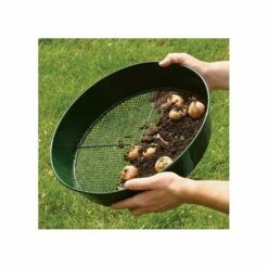 Green Powder-Coated Steel Mesh Garden Sieve